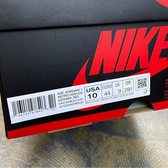 Nike Air Jordan 1 Hi Retro Gorge Green DZ5485-303 1985 Pine Toe - Picture 9 of 11